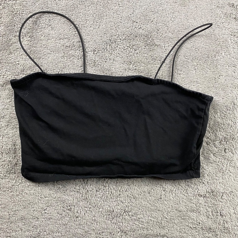 ASOS Design Ultimate Bandeau Crop Camisole Womens 6 Black Spaghetti Strap Tank